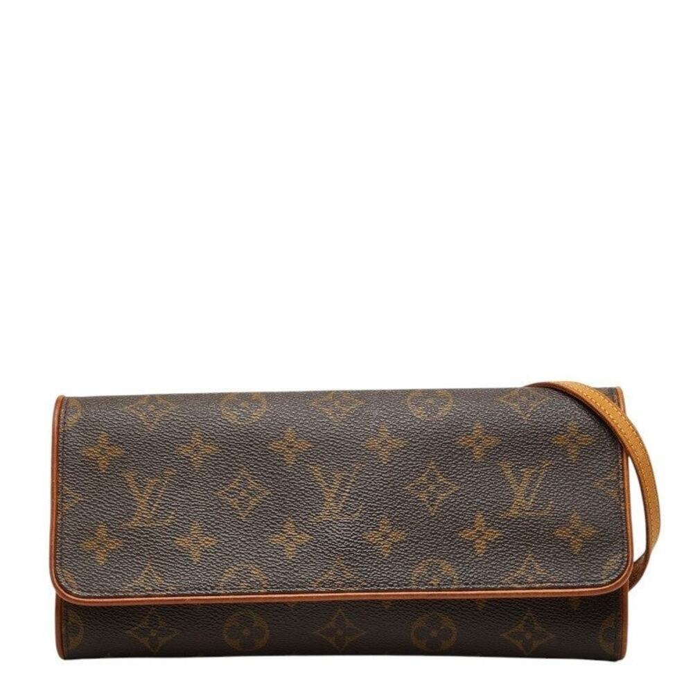 Louis Vuitton Monogram Pochette Twin GM Shoulder Bag Brown